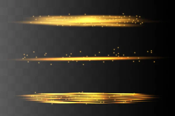 Вспышки Желтого Хрусталика Лазерные Лучи Горизонтальные Световые Лучи — стоковый вектор
