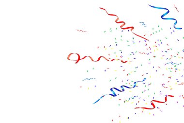 Vektör konfetisi. Şenlikli bir illüstrasyon. Şeffaf arkaplanda parti patlatıcı izole edildi