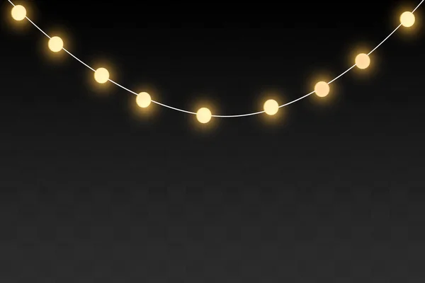 Weihnachtsbeleuchtung Isoliert Auf Transparentem Hintergrund Glühender Weihnachtskranz — Stockvektor