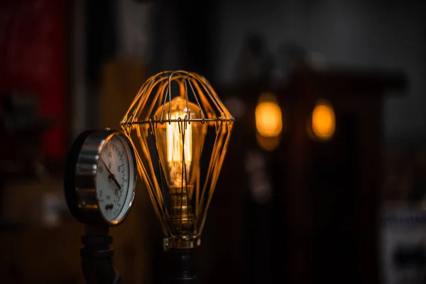 Beautiful retro luxury interior lighting lamp decor antique shop house uk storage detail closeup sharp focus bokeh space for text advertising electricity — Stock Photo, Image