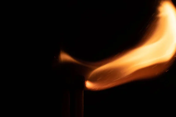 Ignition of match with sparks isolated on black background space for text fire concept passion figures variety — 스톡 사진