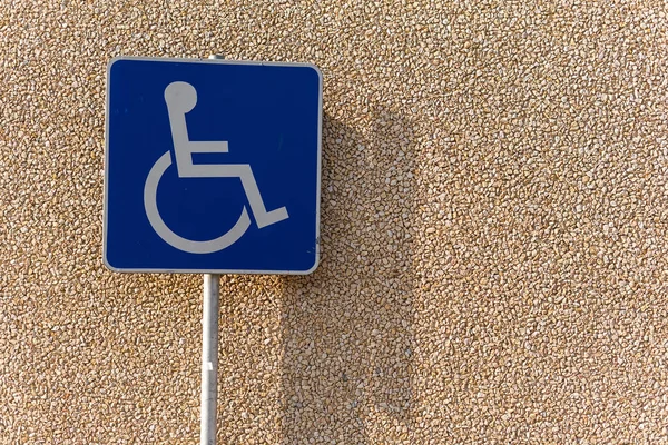 Handicap parking spot at shop sunny day space for text accessible — Stock Photo, Image