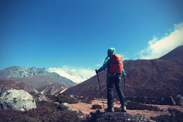 Genç kadın backpacker — Stok fotoğraf