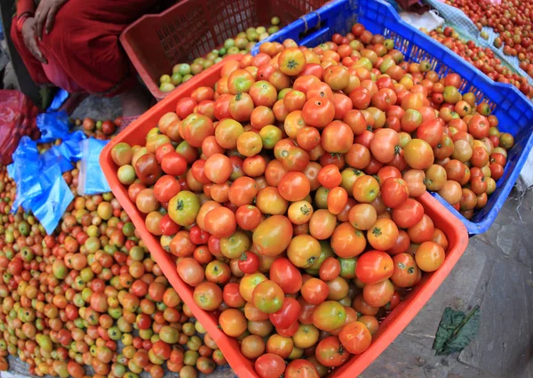 Tomater som säljer på marknaden — Stockfoto