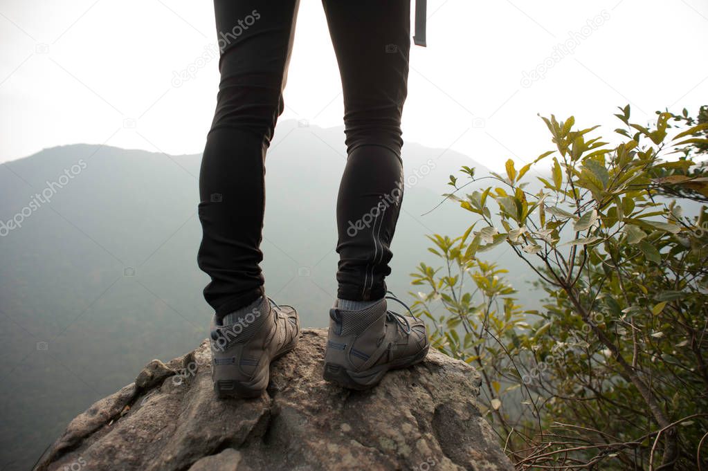 Female hiker on mountain