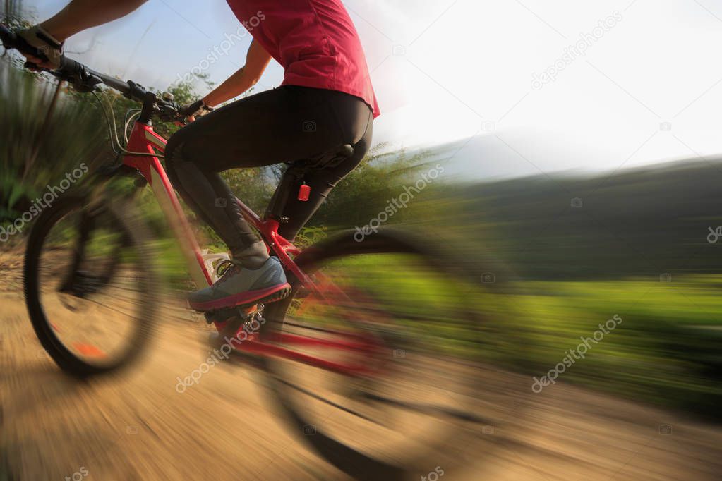riding on mountain bike 