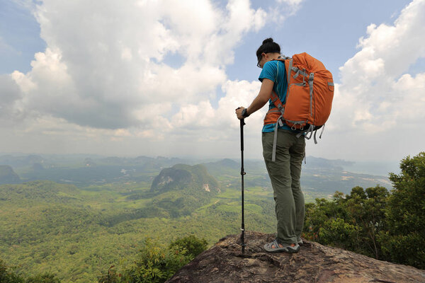 young woman with backpack