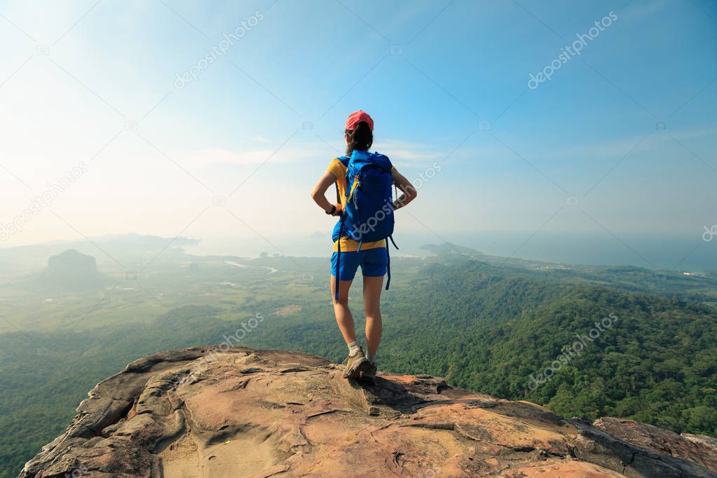 young backpacker enjoying view