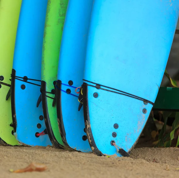 Plajda renkli sörf tahtaları — Stok fotoğraf