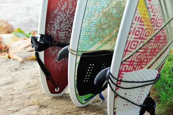 Reihe von Surfbrettern zu vermieten — Stockfoto