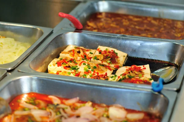 Steel tray filled with food — Stock Photo, Image