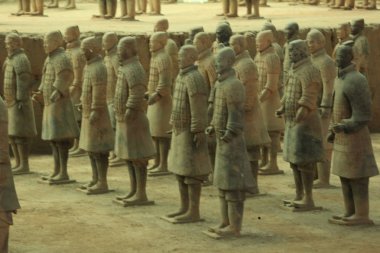 Terracotta warriors in museum clipart