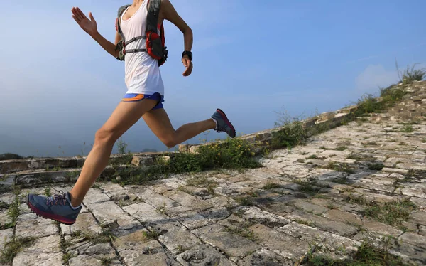 genç kadın Çin Seddi çalıştıran  