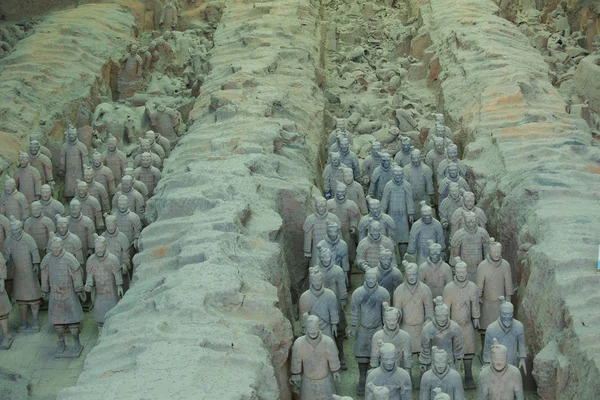 Terracotta warriors in museum — Stock Photo, Image