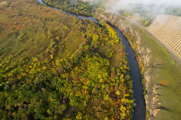 Floresta de outono com rio calmo — Fotografia de Stock