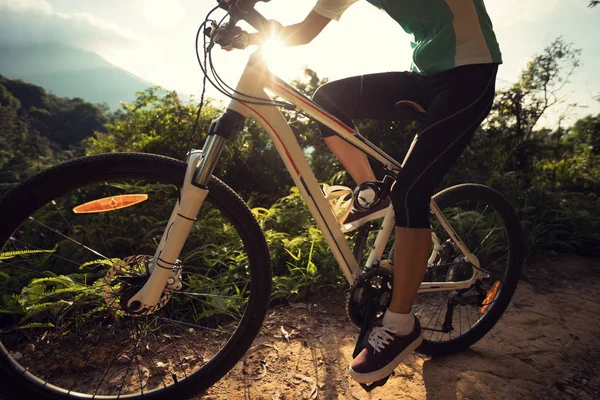 Mujer joven en bicicleta en el sendero —  Fotos de Stock