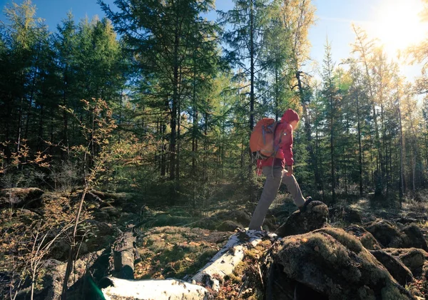 Vrouw in herfstbos — Stockfoto