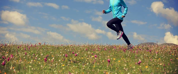 Mujer corriendo en el prado — Foto de Stock