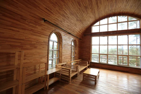 Simple Interior Empty Wooden House Windows — Stock Photo, Image