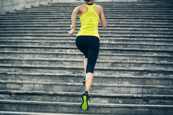 Young Fitness Sporty Woman Running Upstairs — Stock Photo, Image
