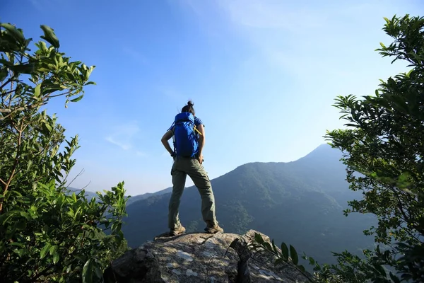 dağın tepesinde duran başarılı uzun yürüyüşe çıkan kimse