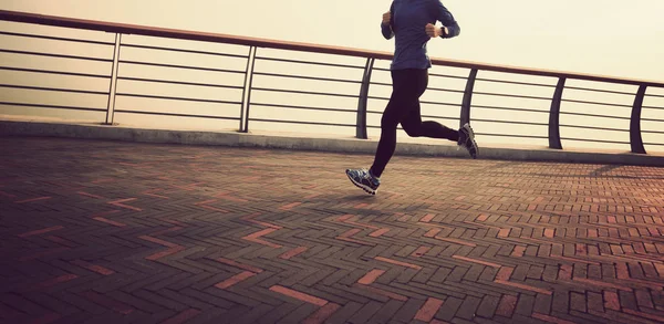 Healthy Lifestyle Concept Female Runner Running Seaside — Stock Photo, Image