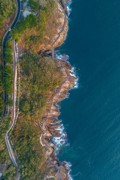 Aerial View Drone Beautiful Rocky Coastline — Stock Photo, Image