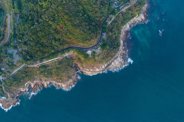 Aerial View Drone Beautiful Rocky Coastline — Stock Photo, Image