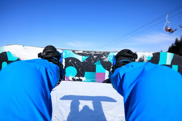 Jambes Snowboard Montagne Hiver — Photo