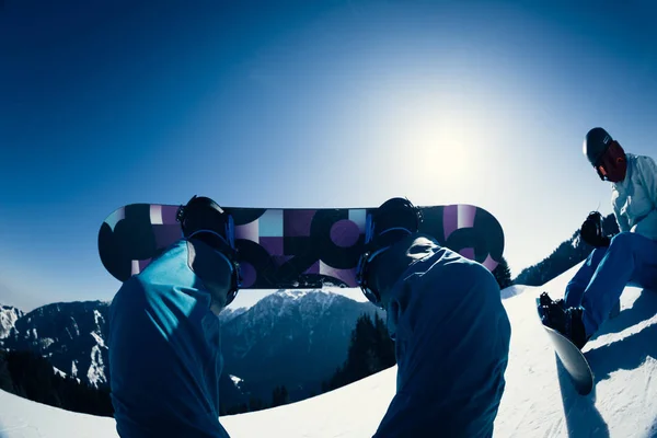 Snowboard Benen Vintern Bergstopp — Stockfoto