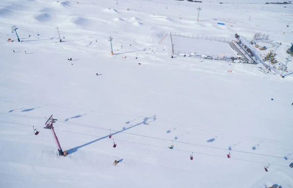 Luchtfoto Van Het Park Van Het Skiën Snowboarden Winter — Stockfoto