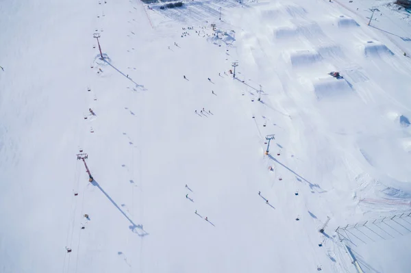 Aerial View Skiing Snowboarding Park Winter — Stock Photo, Image