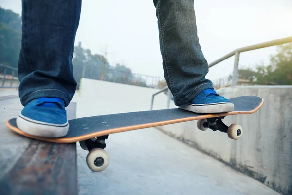 Skateboarder Legs Skateboarding Skate Park — стоковое фото