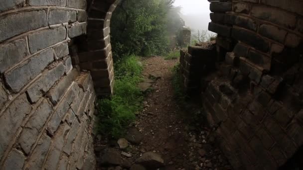 Schwenk Aufnahme Der Ruinen Der Großen Mauer Der Chinesischen Befestigung — Stockvideo