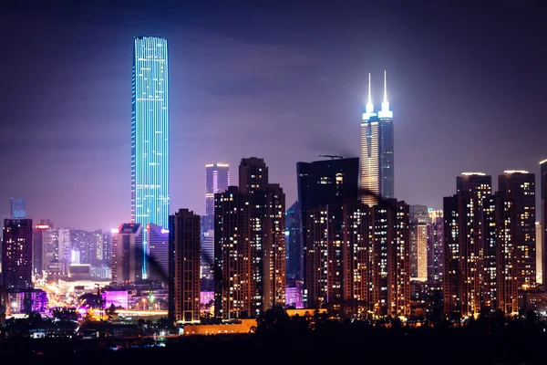 Scenery Illuminating Urban Nightscape Shenzhen City China — Stockfoto