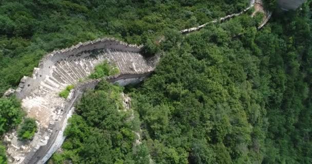Aerial Shot Great Wall China Fortification Beijing China — 비디오