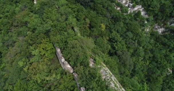 Tiro Aéreo Sobre Fortificação Grande Muralha China Pequim China — Vídeo de Stock