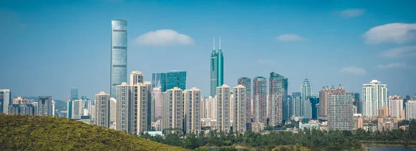 Panoramablick Auf Ländliche Grüne Hügel Und Skyline Shenzhen China — Stockfoto