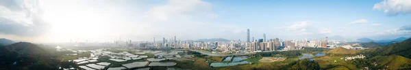 Pemandangan Panorama Dari Langit Indah Shenzhen China Dan Kolam Ikan — Stok Foto