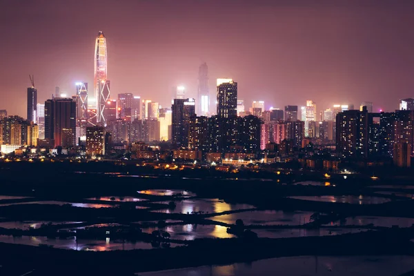 中国深圳市城市夜景照明场景 — 图库照片