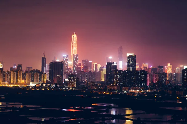 Сцена Подсветки Городского Ночного Мыса Города Шэньчжэнь Китае — стоковое фото