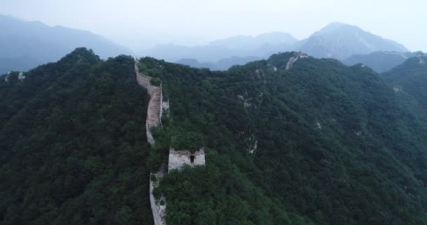 Filmati Aerei Sulla Fortificazione Della Grande Muraglia Cinese Vicino Pechino — Video Stock