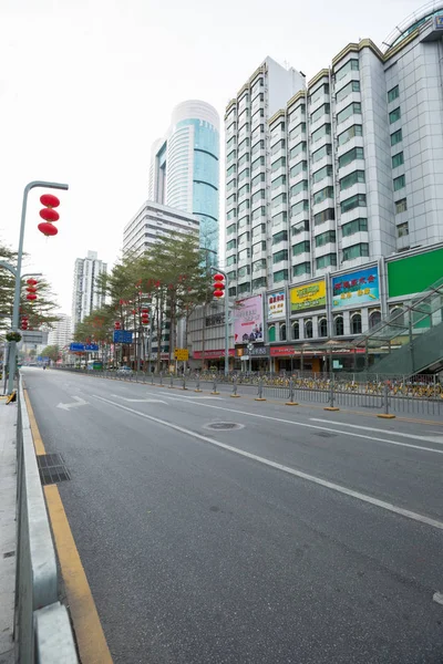 Shenzhen China Circa February 2020 Almost Empty Street Chinese Lunar — Stock Photo, Image