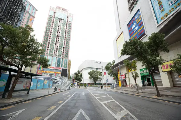 Shenzhen China Circa Februari 2020 Bijna Lege Straat Tijdens Chinees — Stockfoto