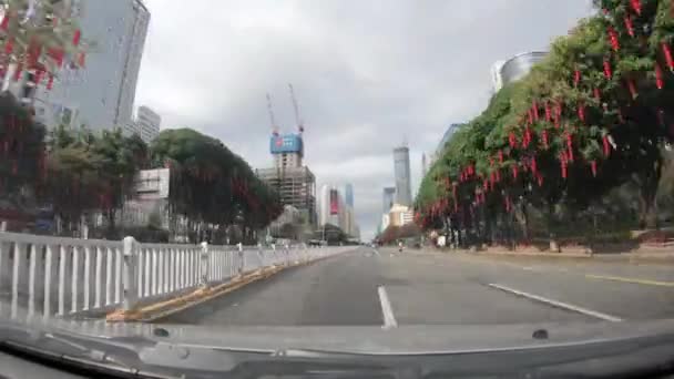 Shenzhen Čína Circa Únor 2020 Pov Automobilu Téměř Prázdné Městské — Stock video