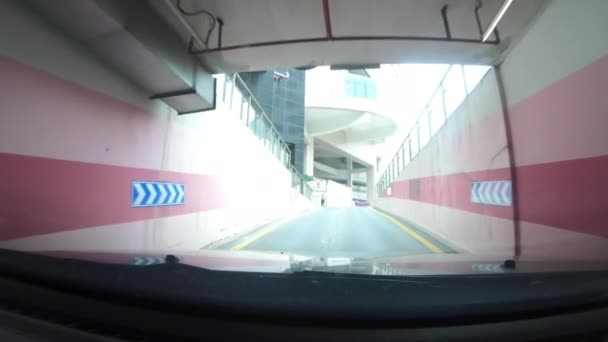 Shenzhen China Circa Febrero 2020 Pov Coche Conducir Estacionamiento Subterráneo — Vídeos de Stock