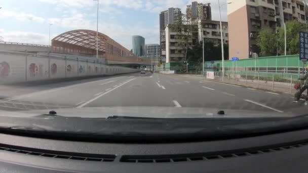 Shenzhen China Februar 2020 Pov Eines Fahrenden Autos Auf Einer — Stockvideo