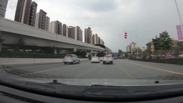 Shenzhen China Por Volta Fevereiro 2020 Pov Carro Condução Rua — Vídeo de Stock