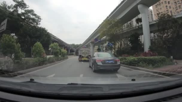 Shenzhen Cina Circa Febbraio 2020 Pov Guidare Auto Strada Urbana — Video Stock