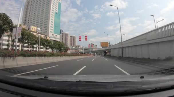 Shenzhen China Februar 2020 Autofahren Auf Fast Leeren Straßen Der — Stockvideo